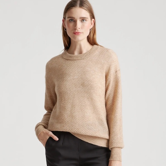 Baby Alpaca Wool Diamond Stitch Crew - Picture 1 of 4